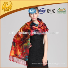 Double Layer Digital Printed Scarves, Wholesale Brushed Silk Scarf Stoles And Shawls